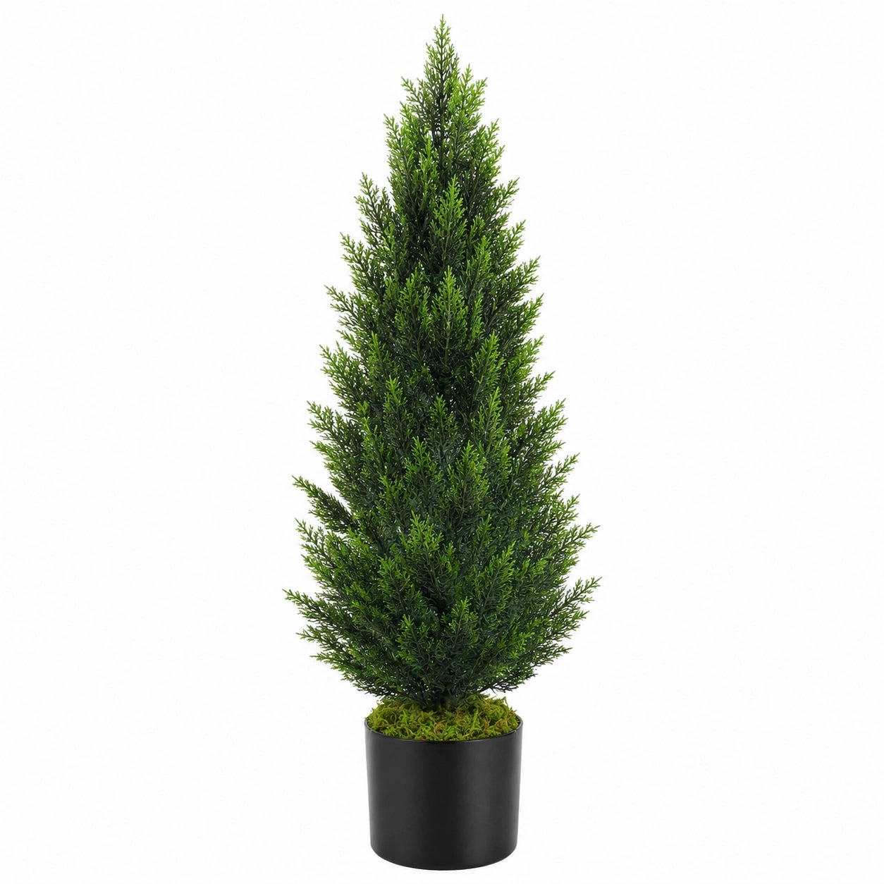Plante artificielle conifère 120 cm en plastique vert avec pot noir - décoration intérieure réaliste