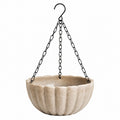 Pot de fleurs suspendu 25 cm en céramique beige avec chaînes métalliques