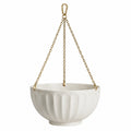 Pot de fleurs suspendu 25 cm en céramique blanc avec chaînes métalliques