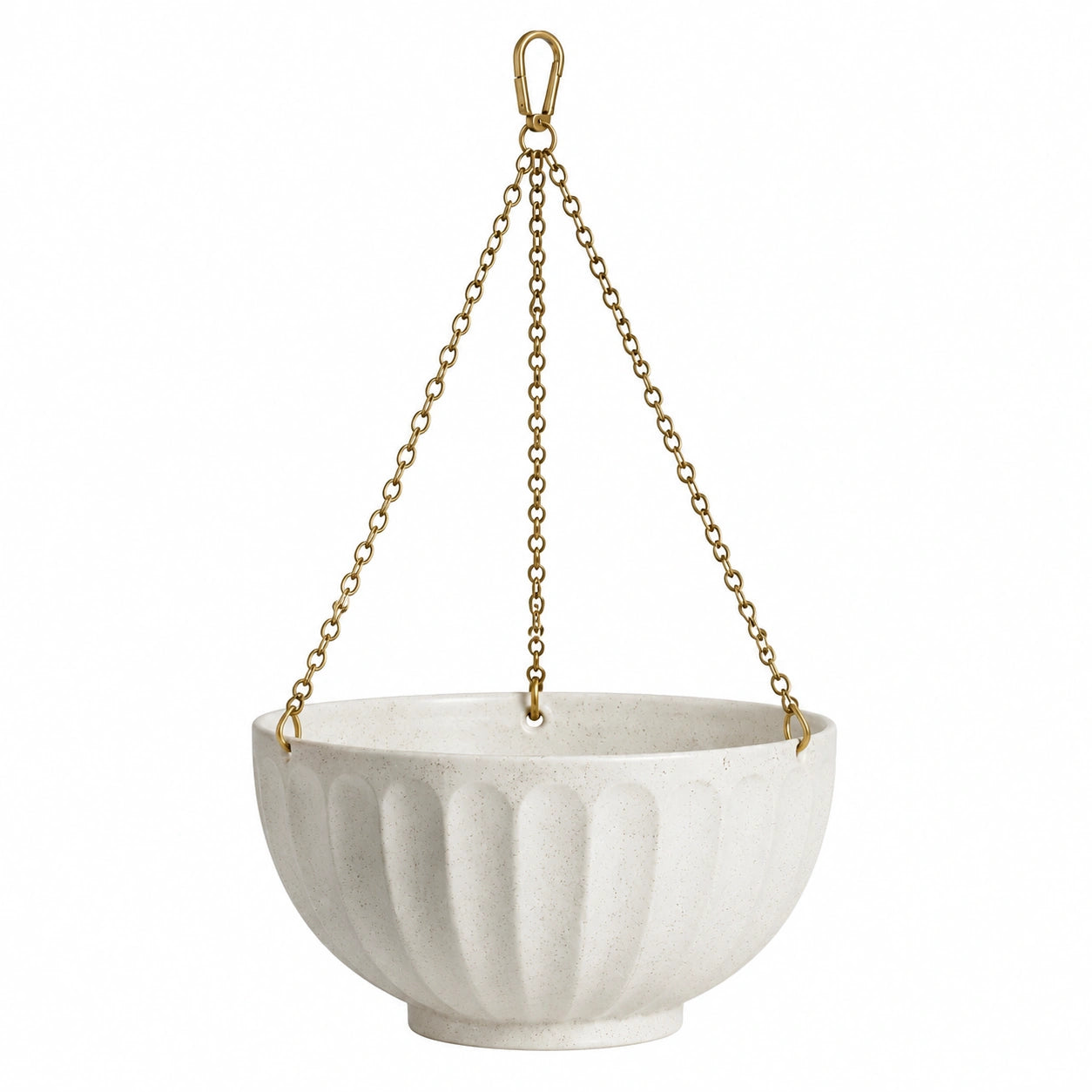 Pot de fleurs suspendu 25 cm en céramique blanc avec chaînes métalliques