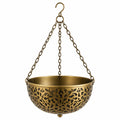 Pot de fleurs suspendu diamètre 35 cm en métal bronze pour jardin style ajouré