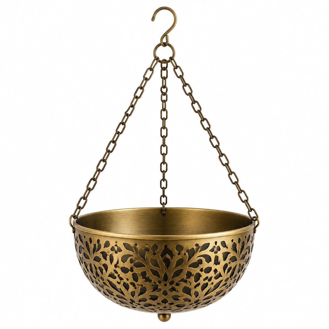 Pot de fleurs suspendu diamètre 35 cm en métal bronze pour jardin style ajouré