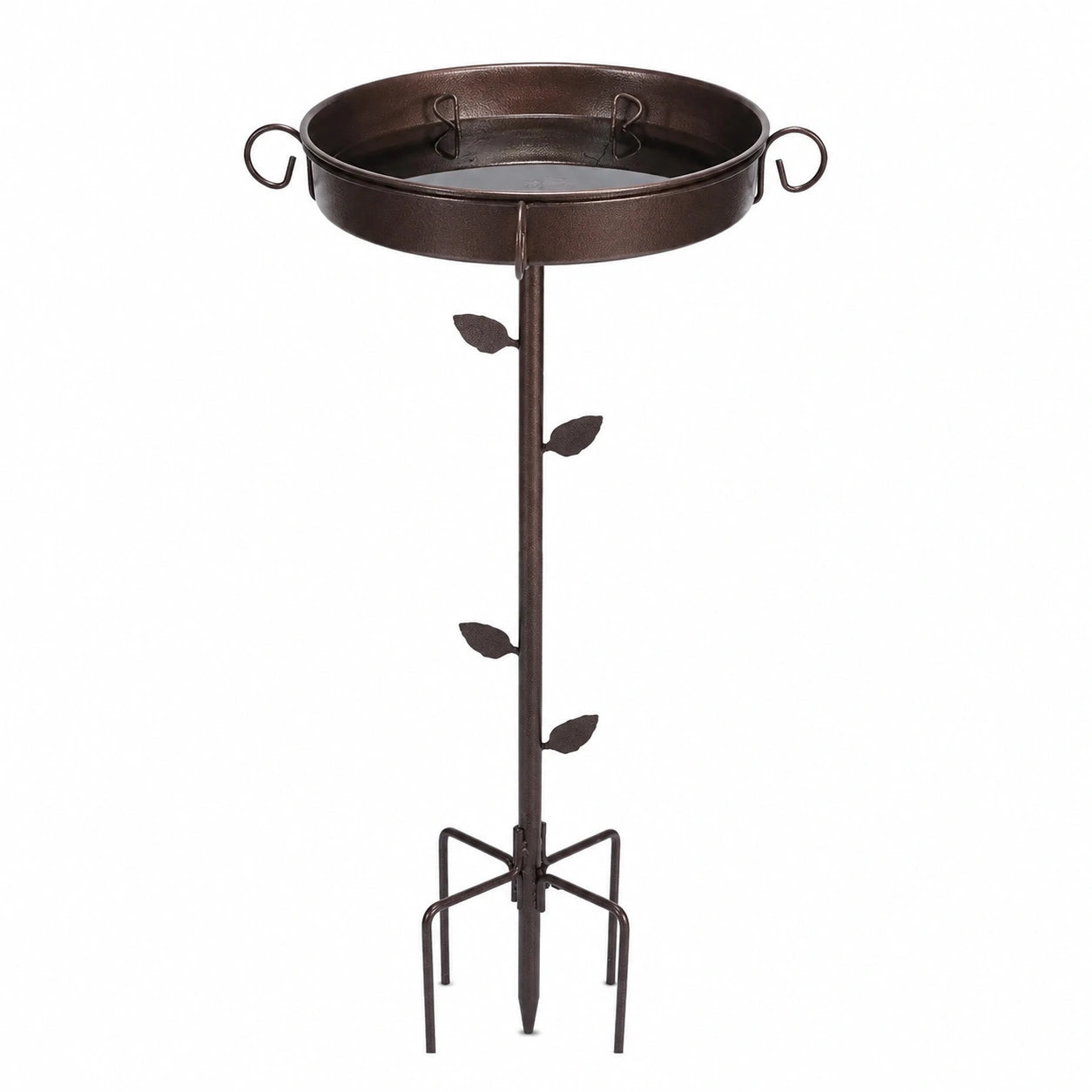 Bain d'oiseaux sur pied Ø 40 cm en métal marron pour jardin