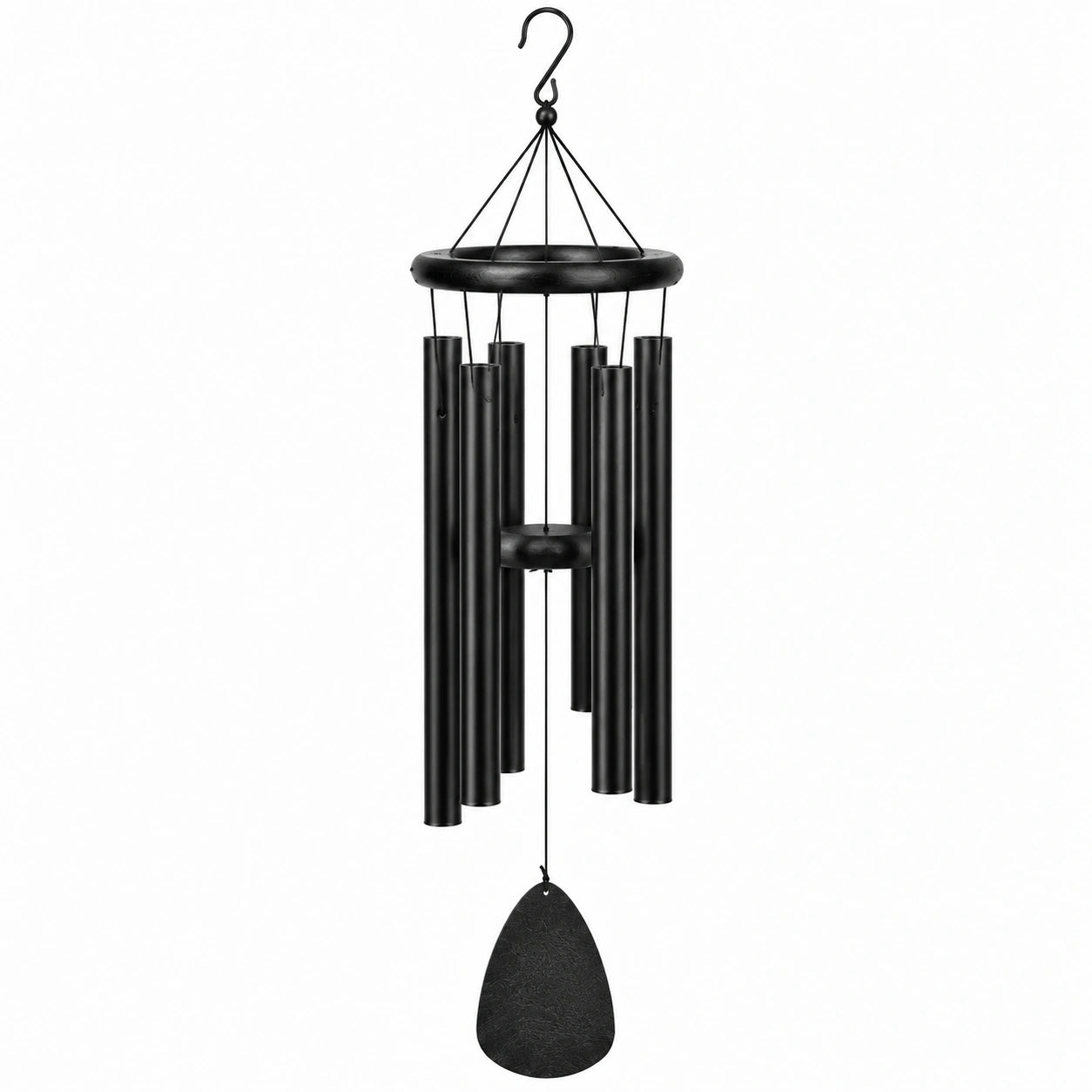 Carillon à vent 80 cm en métal noir pour jardin suspendu décoratif