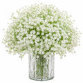 Plante artificielle gypsophile 45 cm polyester blanc vert en vase en verre décoratif intérieur