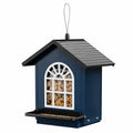 Mangeoire à oiseaux suspendue 25 x 20 x 32 cm en métal bleu avec toit protecteur