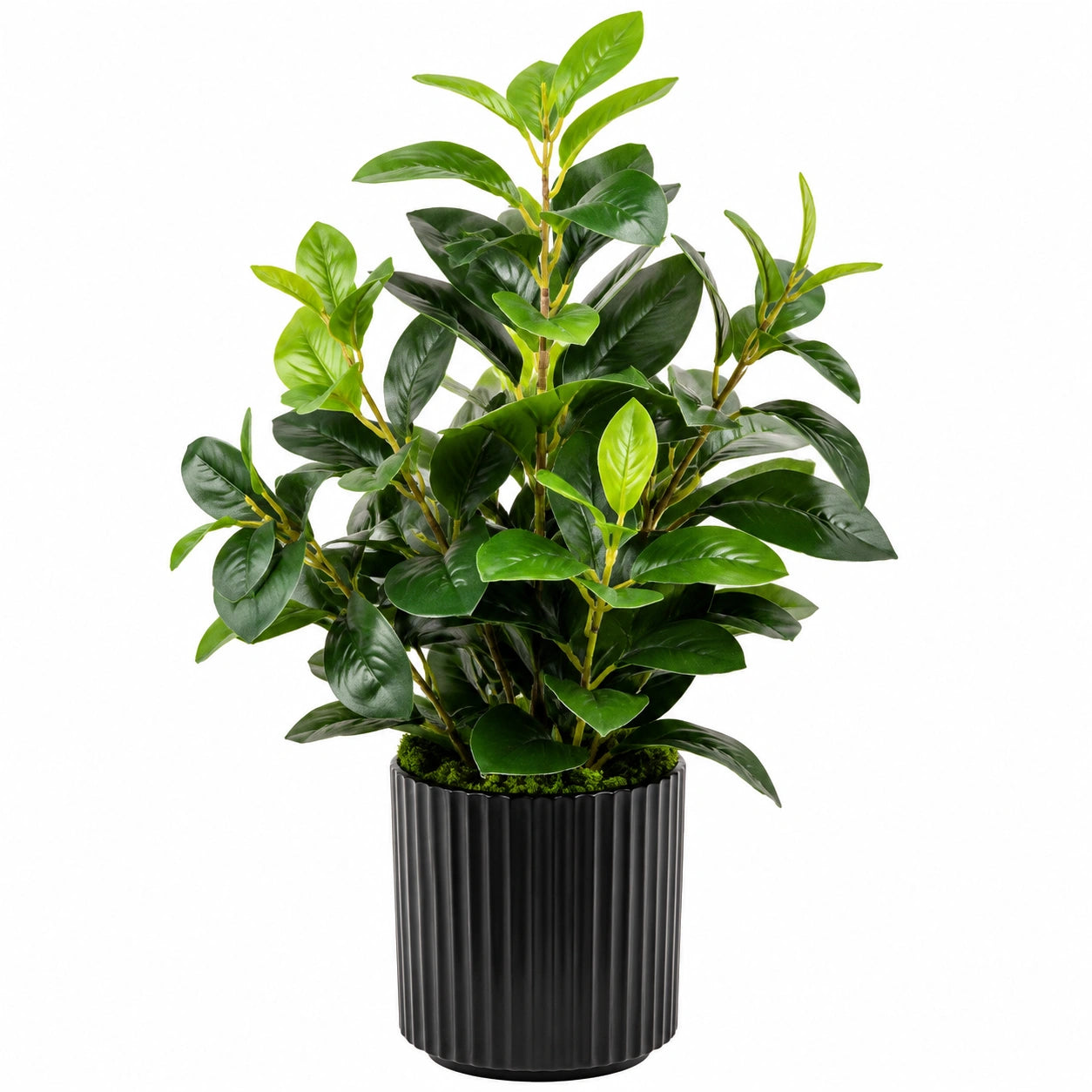 Plante verte artificielle 120 cm en plastique vert avec pot noir décoratif
