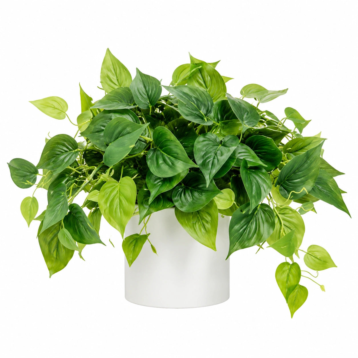 Plante artificielle retombante 65 cm en plastique vert avec pot blanc pour intérieur